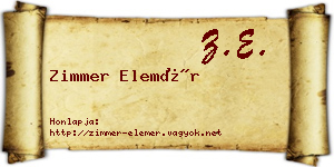 Zimmer Elemér névjegykártya